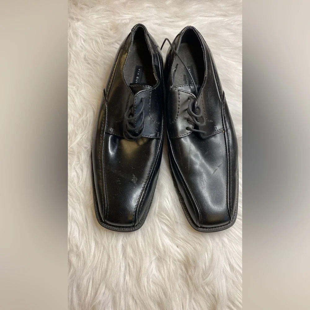 Via Europa Troy Black Leather Bicycle Toe Oxford Lace - Picture 2 of 9